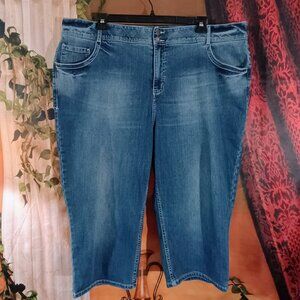 VGUC: Lane Bryant Sze 26 Blue Tighter Tummy Tech Capri Denim Jeans